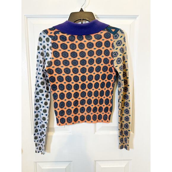 Anthropologie HWR Sweater XS Multi Geometric Long Sleeve Button Front Cardigan - Picture 4 of 6